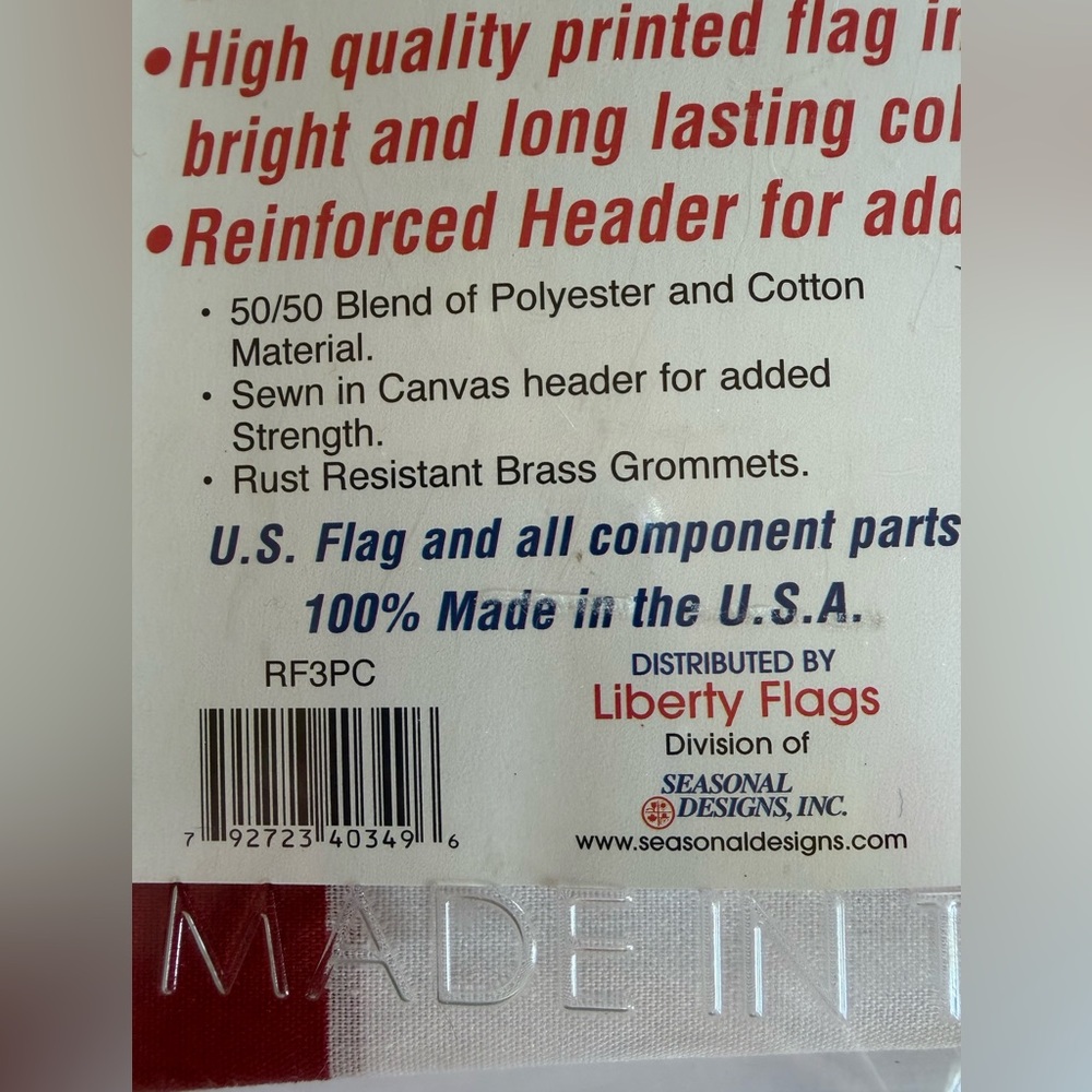 American Flag. 3’ X 5’. Printed U.S. Flag. Made in the USA. - Picture 5 of 6